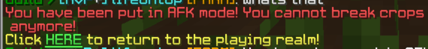 An image of chat showing that a player has entered AFK mode for not moving their mouse while farming.